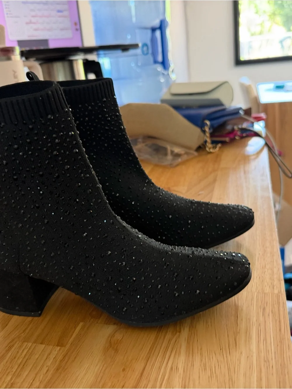Reaction Kenneth Cole Black Crystal Knit Sock Booties